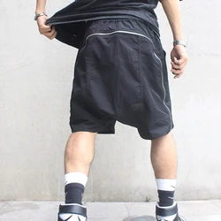 High Street Zipper Pockets Vibe Style Baggy Drawstring Summer Shorts for Men Straight Loose Casual Knee Length Pants Oversized