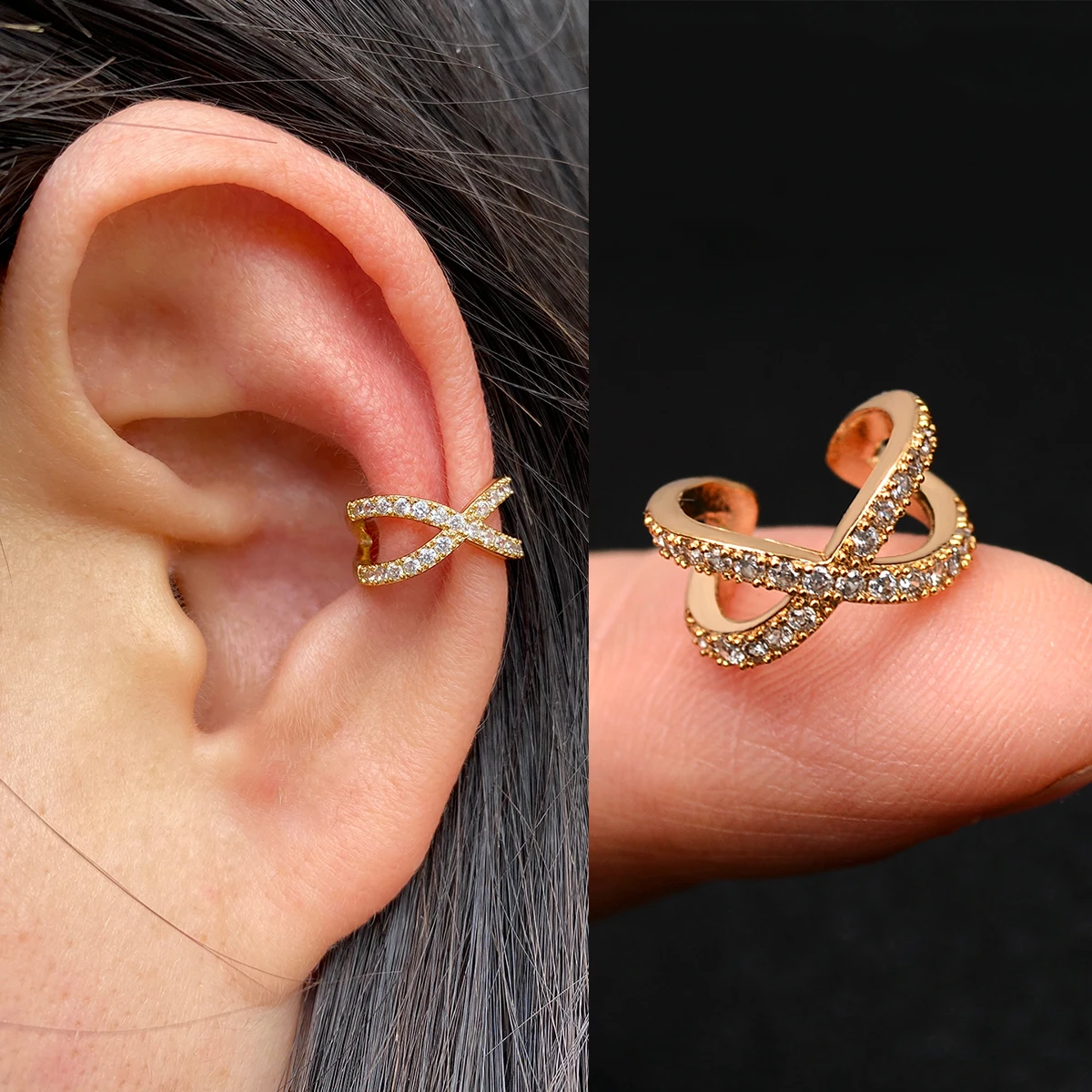 1 stück Mode Gold Farbe Blatt Clip Ohrring Für Frauen Ohne Piercing Puck Rock Vintage Kristall CZ Ohr Manschette Mädchen party Jewerly