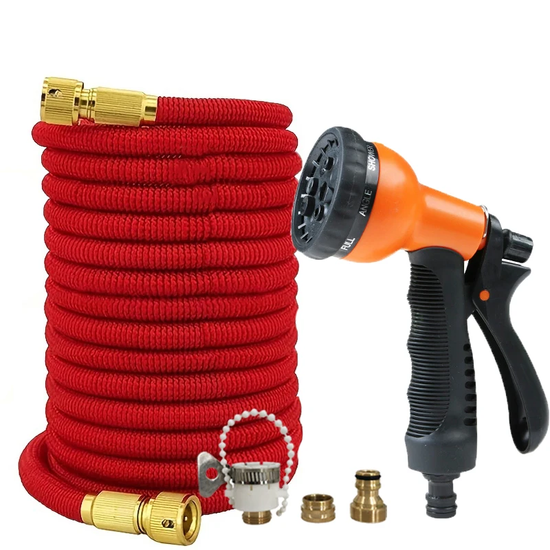 

Шланг для полива сада, выдвижной, с 8 функциями, садовый водяной пистолет, подходит для инструментов для орошения сада