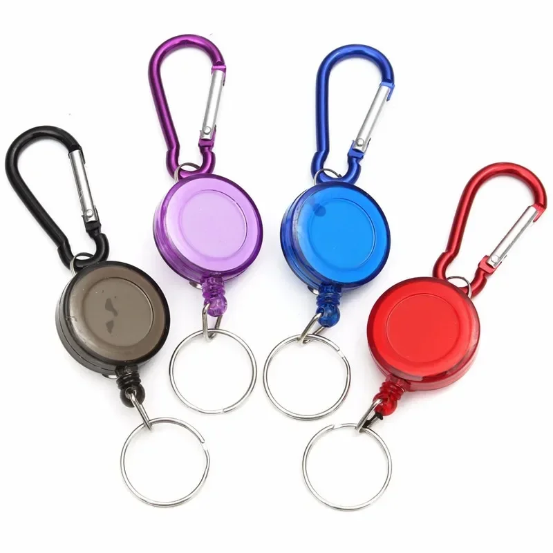 Carabiner Style Badge Reel Retractable Easy Pull Keys Badge Holder Reels Working Permit Clip Fishing Accessories