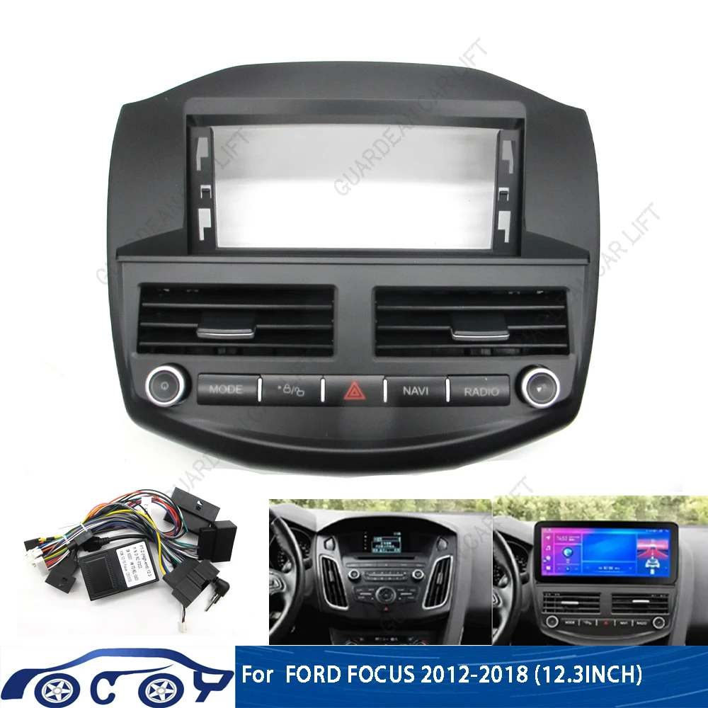 Radio estéreo para coche de 12.3 pulgadas para FORD FOCUS 2012-2018, reproductor estéreo Android con marco, unidad principal 2 Din, panel de salpicadero con cable canbus