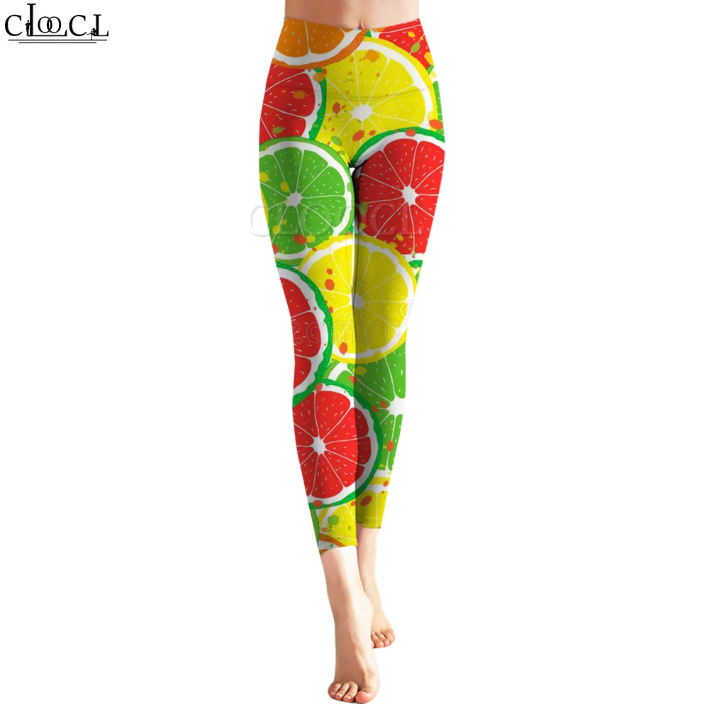 CLOOCL Hawaii Women Leggings Ankle-Length Pants Leggings Colored Lemon Citron Printed Pants Gym Workout Polyester Trousers