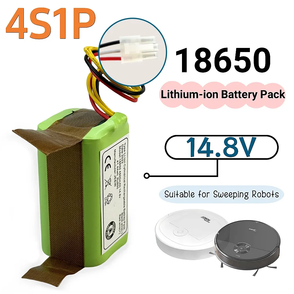 New 4S1P 18650 Battery Pack 14.8V 2800/4800/6800mAh Suitable for Sweeping Robots Lithium-ion Rechargeable Battery