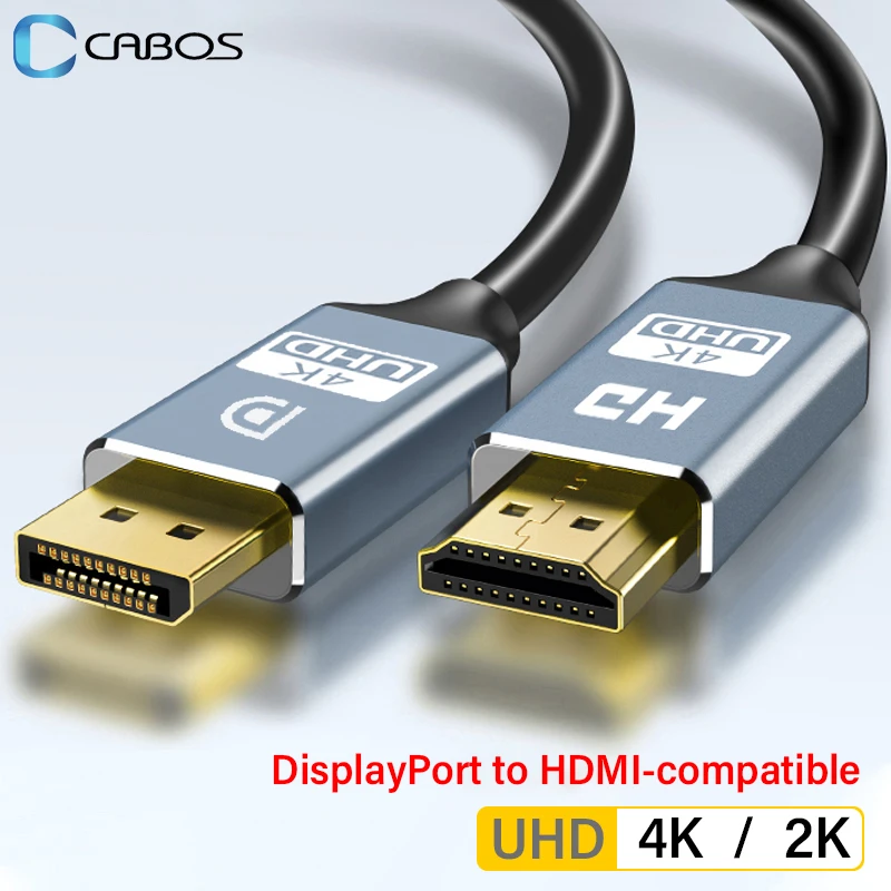 DisplayPort para HDMI-Compatível Video Audio Converter, Cabo Adaptador Display Port, DP para Laptop, Projetor, PC, TV, Monitor, PS3, 4K, 2K