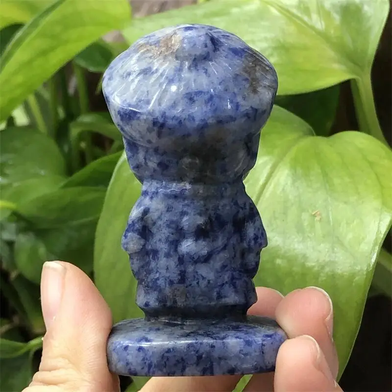 Natural Blue Sodalite Zombie Carving Healing Fengshui Stone For Home Office Decoration Ornaments Gift 1PCS