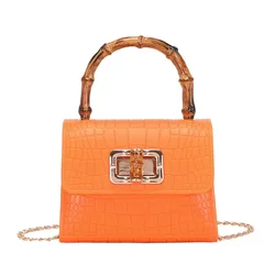 Women Bag New Bamboo Jelly Handbag Crocodile Small Mini Square Shoulder Crossbody Bag Luxury Design Famous Brand