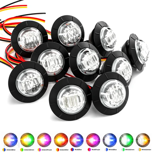 10 Uds. Luces marcadoras LED de 3/4 pulgadas de doble Color redondas 12V luces de liquidación de remolque de camión impermeables PSEQT