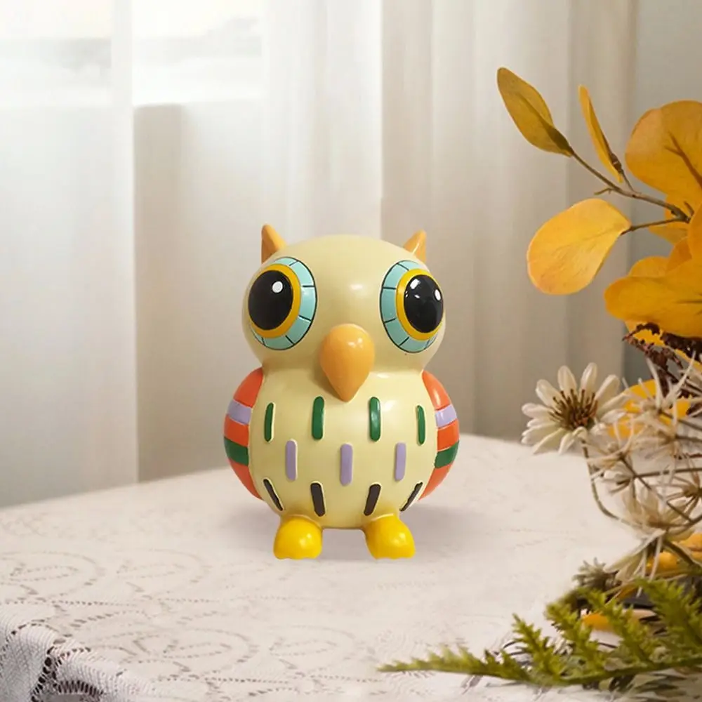 Funny Cartoon Owl Piggy Bank Handicrafts Resin Children's Money Box Cute Painted Animal Saving Box Bedroom