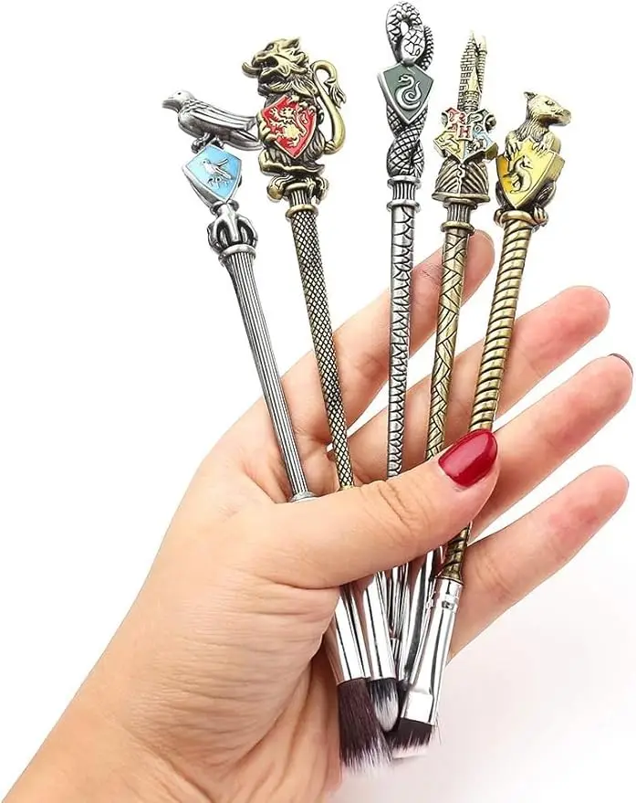 Magiczny zestaw pędzli do makijażu z grzebieniem, lusterkiem i pudełkiem prezentowym dla kobiet - pędzel do cieni do powiek, eyelineru, blendowania i do ust