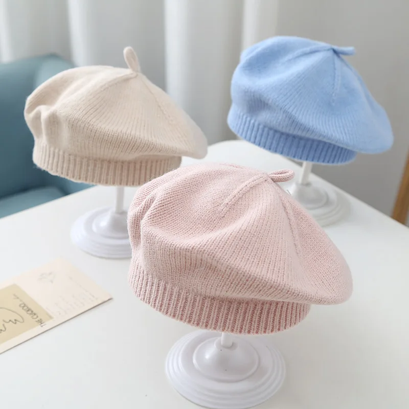 

Baby hats, spring and autumn baby solid color versatile knitted berets, winter knitted beanie hats for boys and women