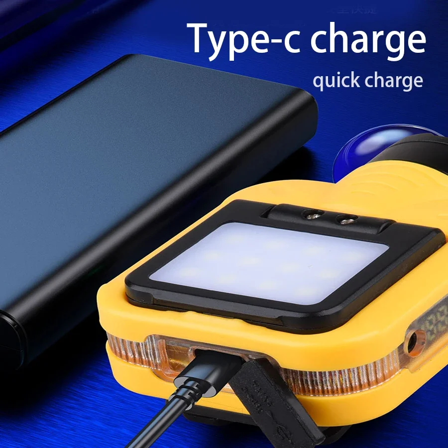 C5 COB Floodlight Rechargeable LED Headlamps with 5 Modes and Smart Display Headtorch Pen Clip Working Headlight Fishing Light