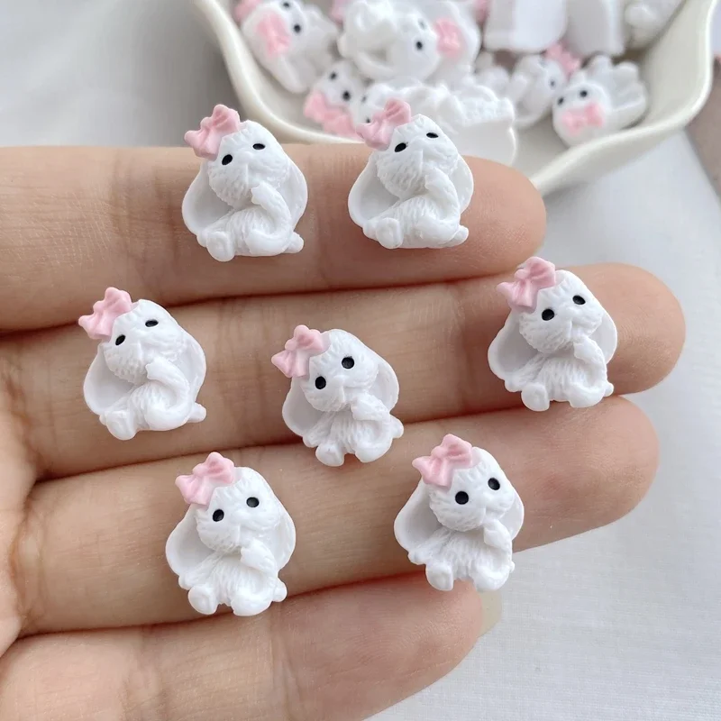 20Pcs Cute Mini Cartoon Bow Dog Nail Art Resin Designer Charms Rhinestones DIY Craft For Nail 3D Decorations Jewelry