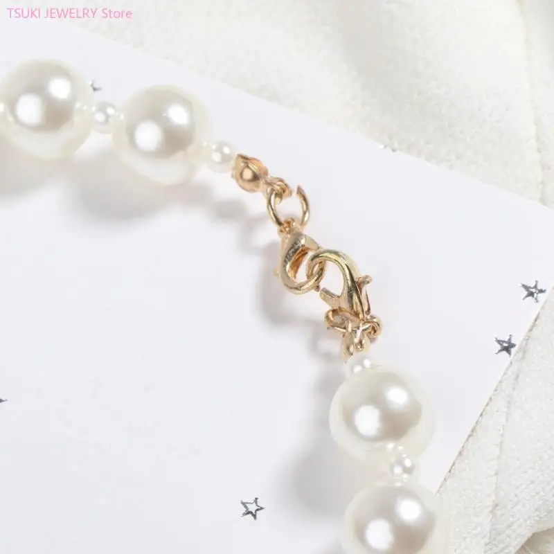 

62KE Baroque Faux Pearl Necklace Bracelet for Toddler Photoshoot Birthday Presents
