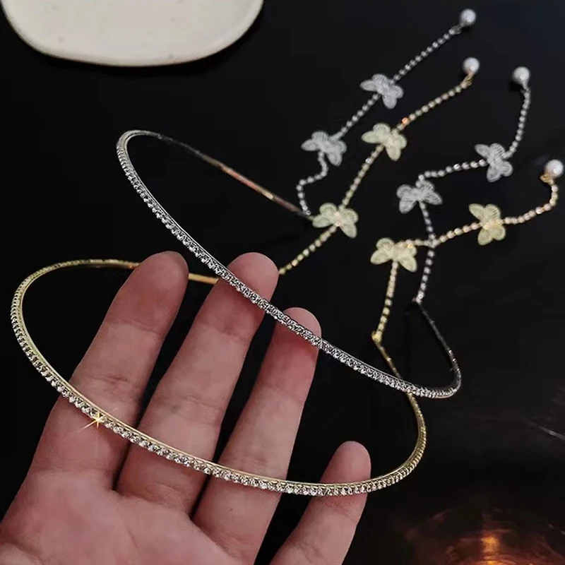 

Butterfly Tassel Headband for Women Girl Korea Style Hairband Crystal Zircon Rhinestone Alloy Hair Hoop Wedding Hair Accessories