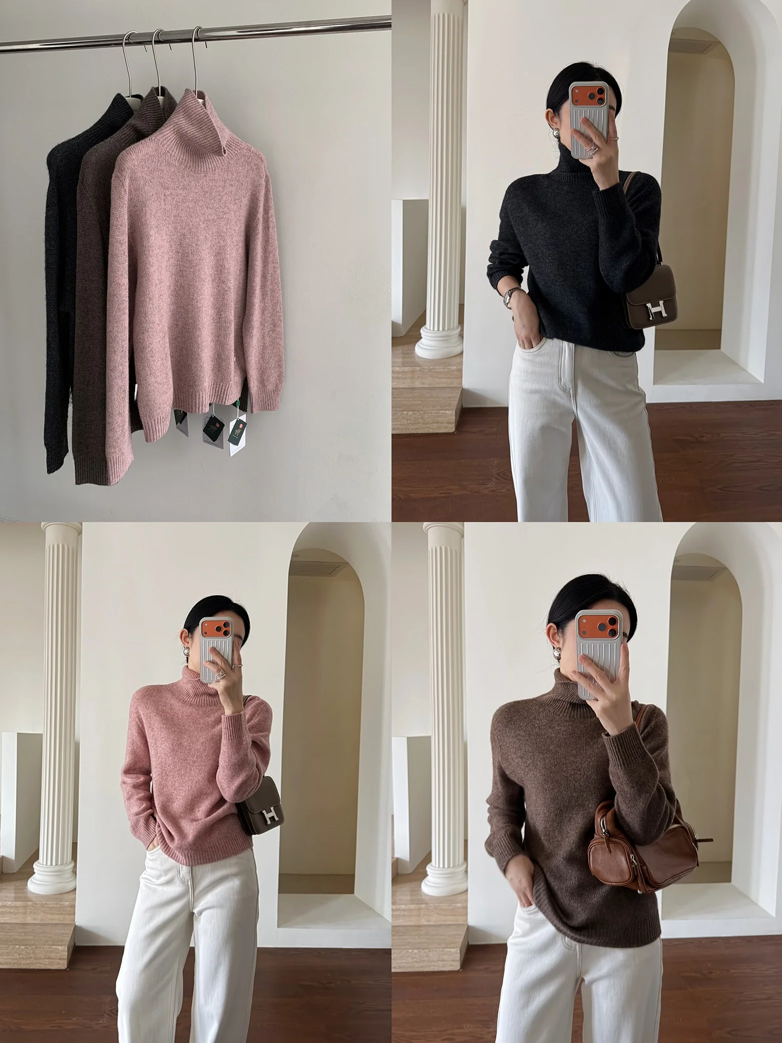 

Jiaoyang Lazy, высококачественный вязаный свитер из смеси шерсти и волос яка, теплый свитер с высоким воротником, мягкий свободный крой, повседневный женский трикотаж