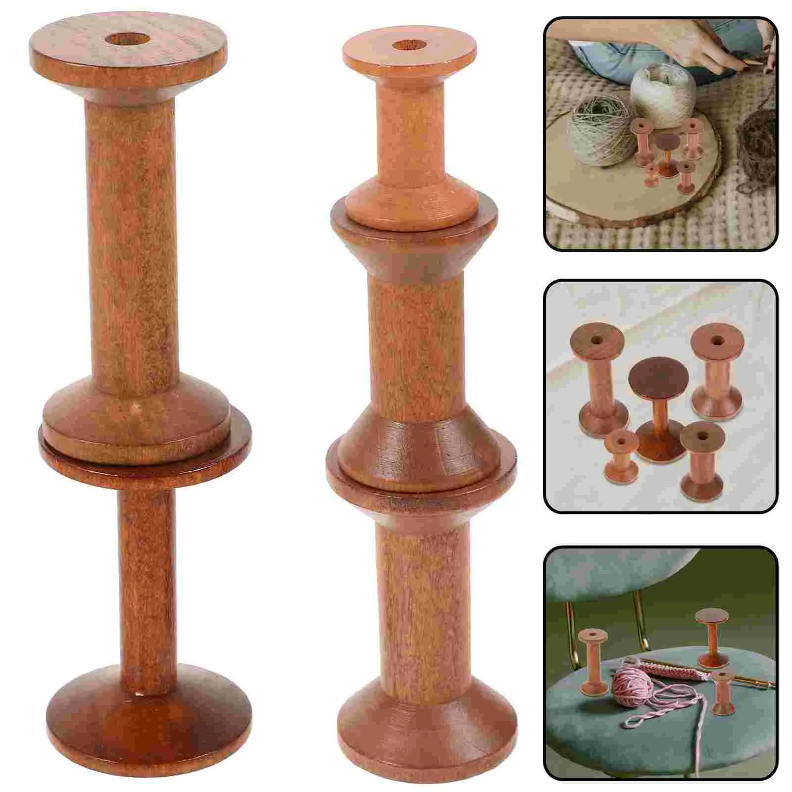 5 Pcs Spool Embroidery Weaving Bobbins Wood Yarn Holder Wooden Household Thread Rack