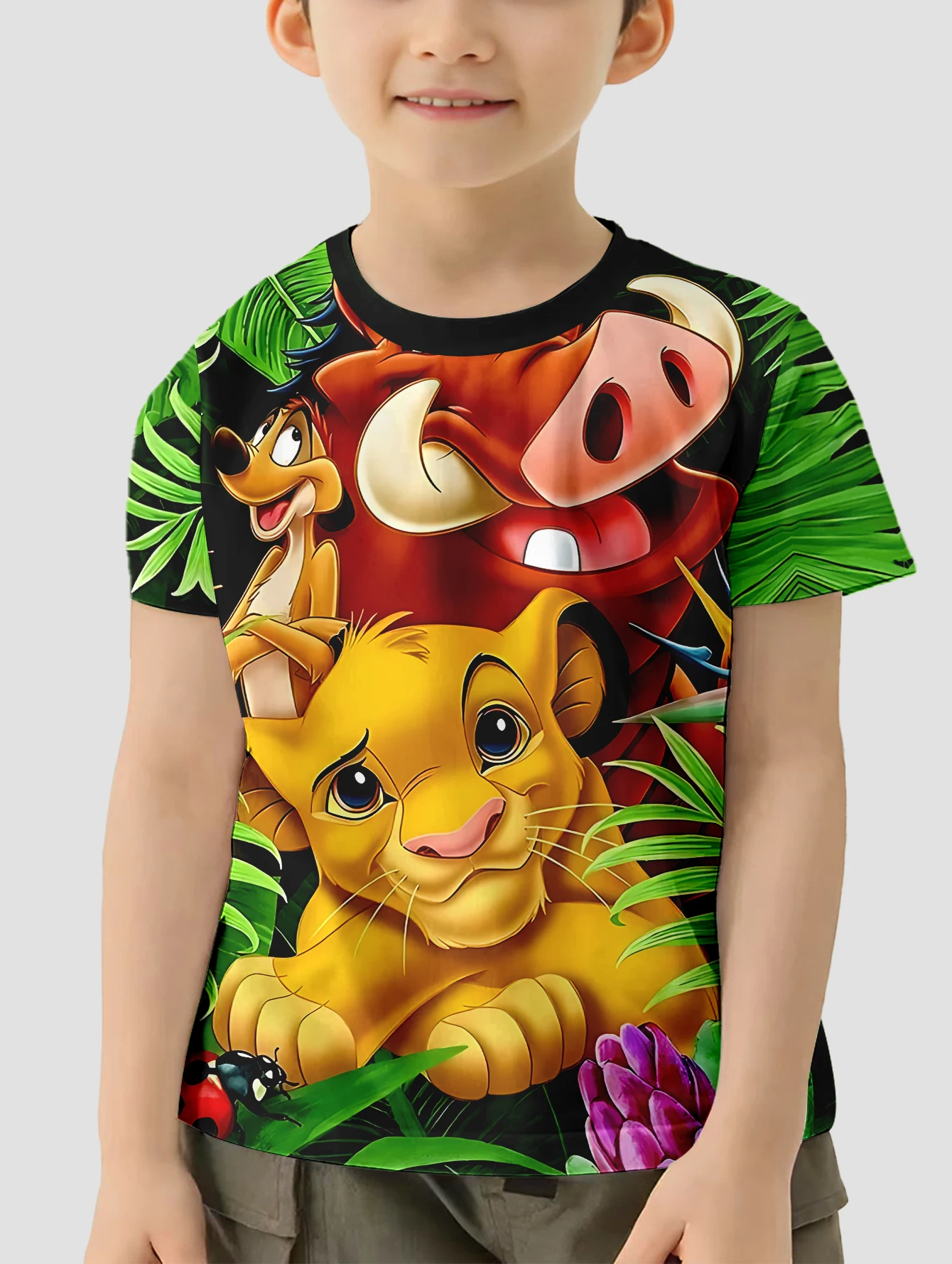 Disney Simba Lion King 3D Print Baby Clothing 5 to 14 Years Male Outdoor Clothes for Children Boy Girl Child T-Shirt Top Shirts