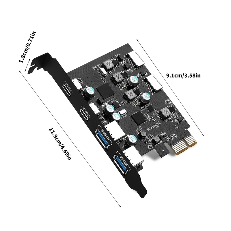 6 Port USB PCIE Card (2X USB 3.0 C 2X USB A) PCIE USB Card PC Front Panel Header Adapter for Desktop PC Host Card Dropship