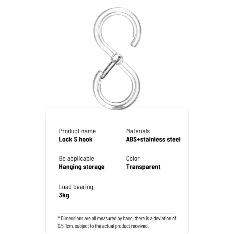 8pcs S Shaped Hooks For Hanging Hook With Buckle Practical Elastic Buckle S Shape Windproof Lock Multi-function Clasp Holder