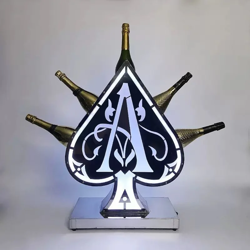 LED Lightec Ace of Spade Champagne Bottle Presenter Armand de Brignac Glorifier Neon Sign Spades Bottles Service Wine Rack Decor