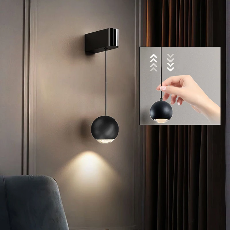 Modern Simple Creative Personality Light Adjustable Bedroom Headboard Wall Lamp Luxury Cable Light Minimalist Hallway Lights