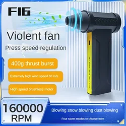 Novo 160000 Rpm super vento 60 m/s mini turbo jet ventilador 10000mah portátil sem escova geração de motor ventilador duto industrial casa