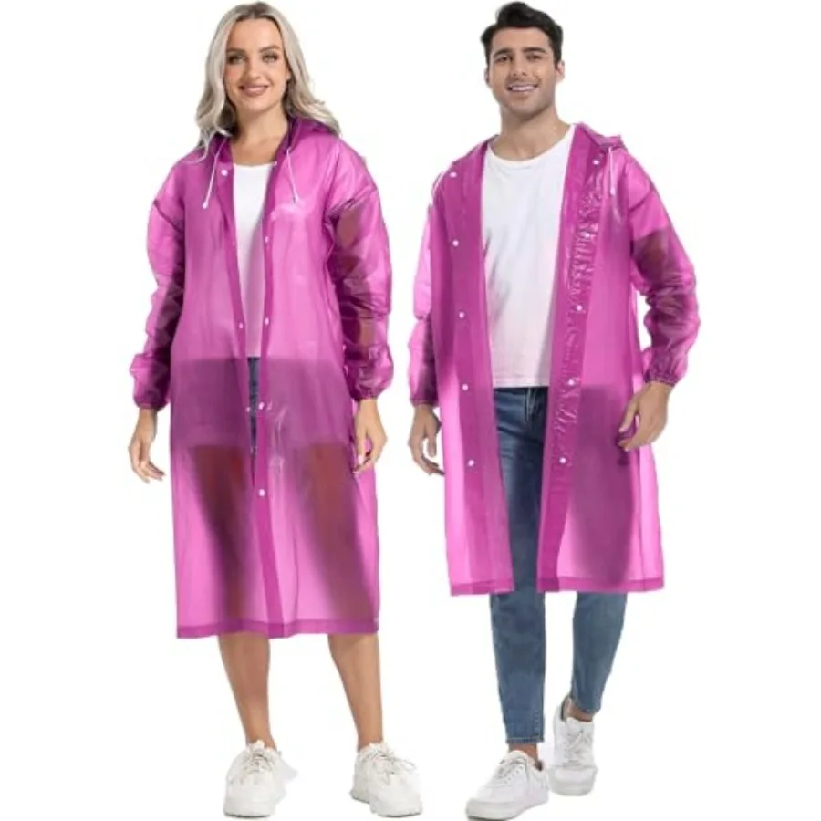

Rain Coats for Adults, 2 Pack Reusable EVA Rain Ponchos for Camping Hiking Travelling