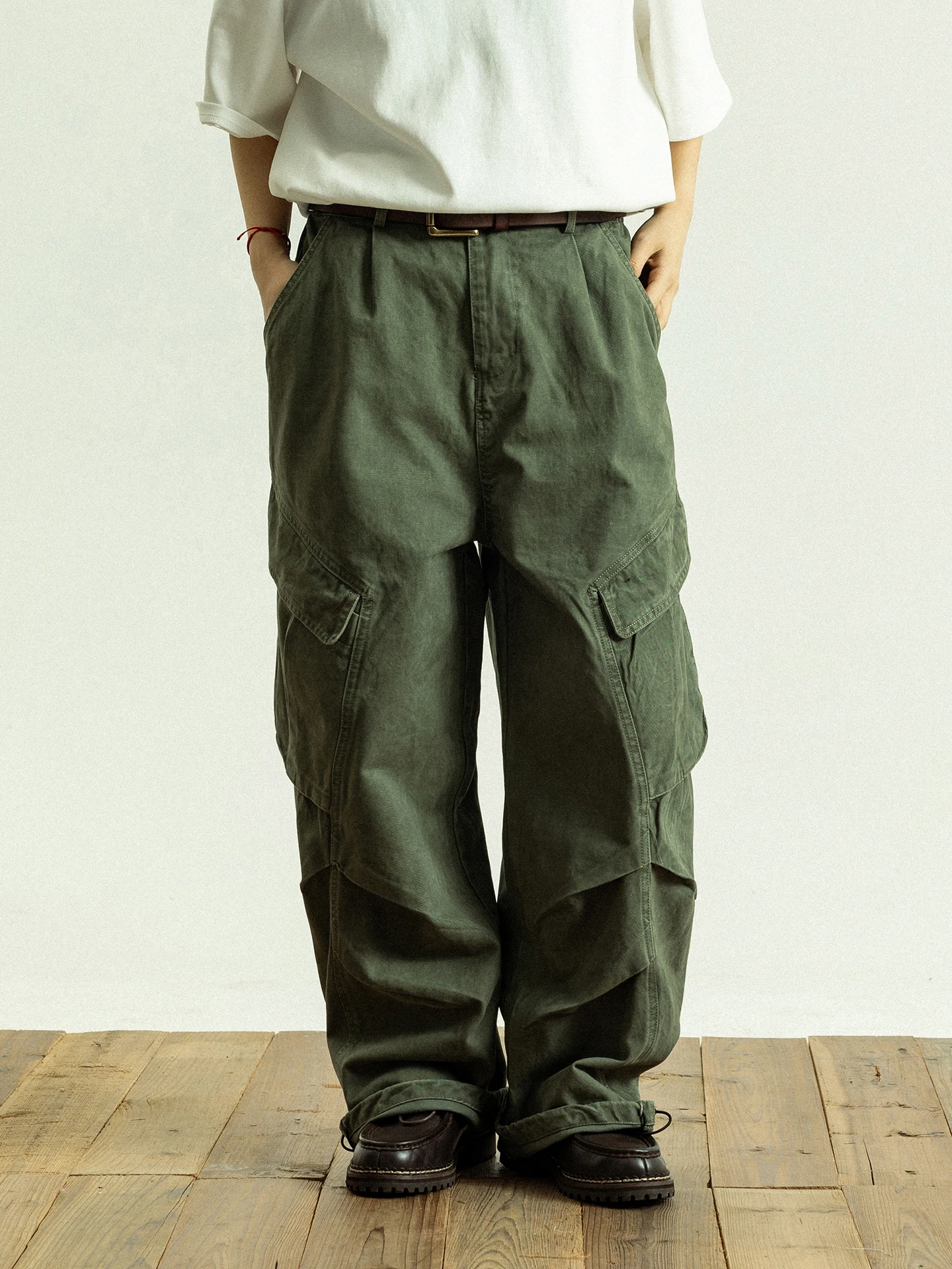 

GoodNorth American Retro Decomposition Design Work Pants Loose Casual Folded Straight Drapey Pants Unisex Casual Trousers