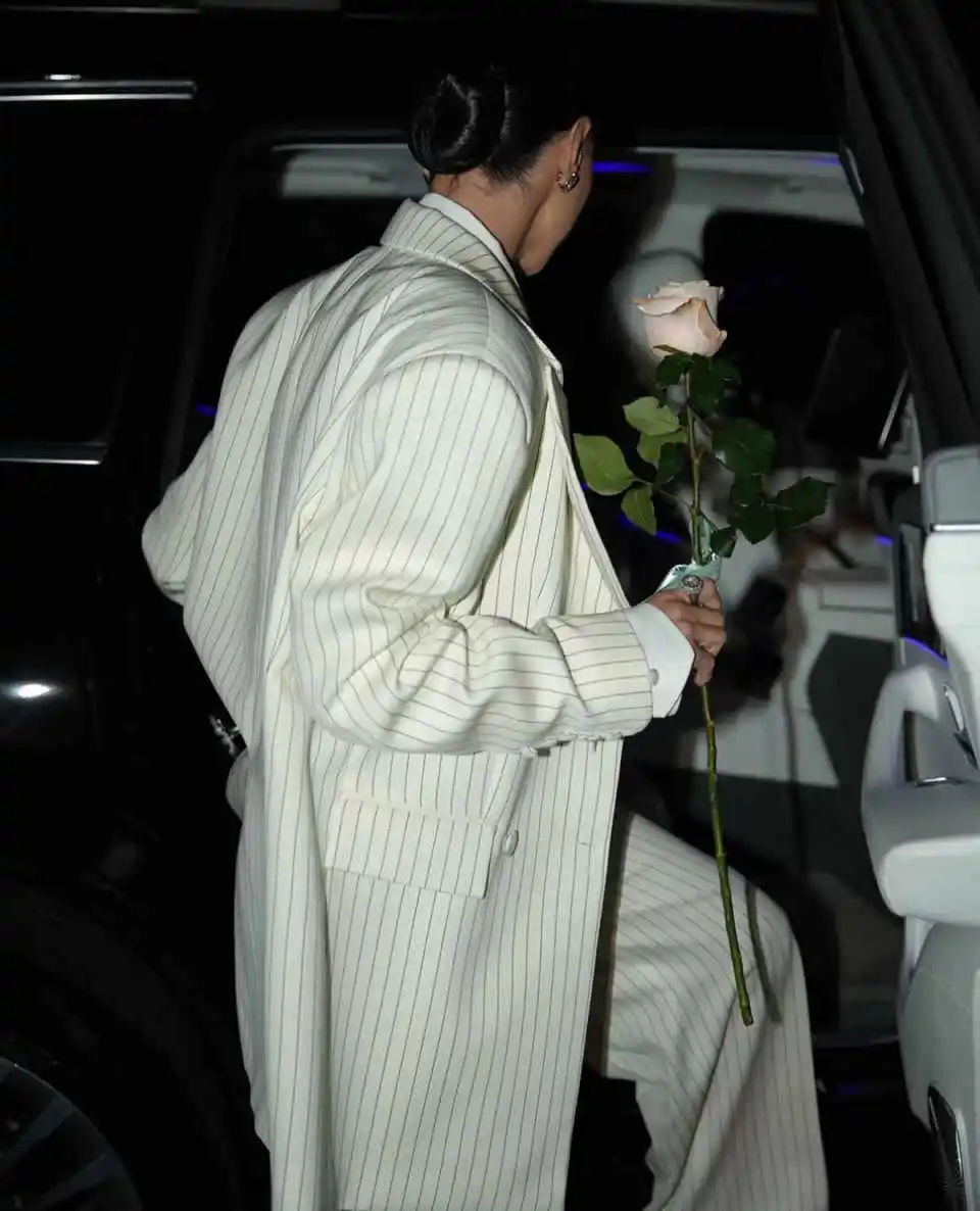 Simple Peaked Lapel Blazer 2 Pieces Vintage Stripe Full Sleeve Looose Coat Wide Leg Pants Customized Casual Show Dresses Jacket