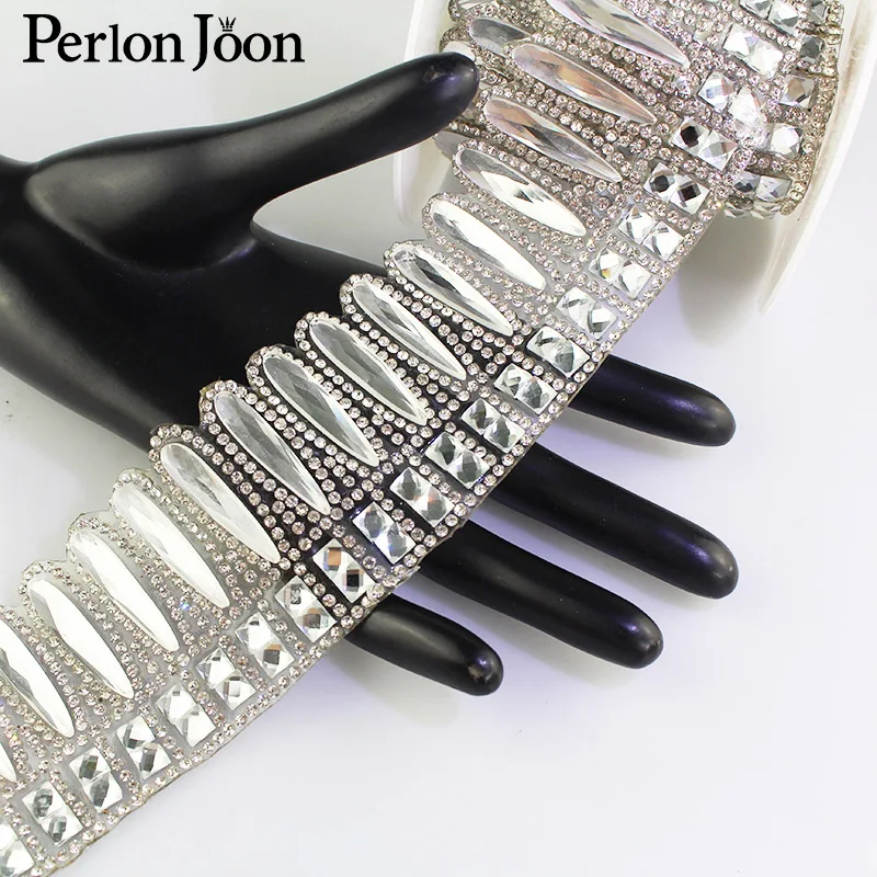 1 yard 5cm width hot fix rhinestone glass style webbing wing rhinestone tape iron DIY on shoes bag clothing accessories TR013