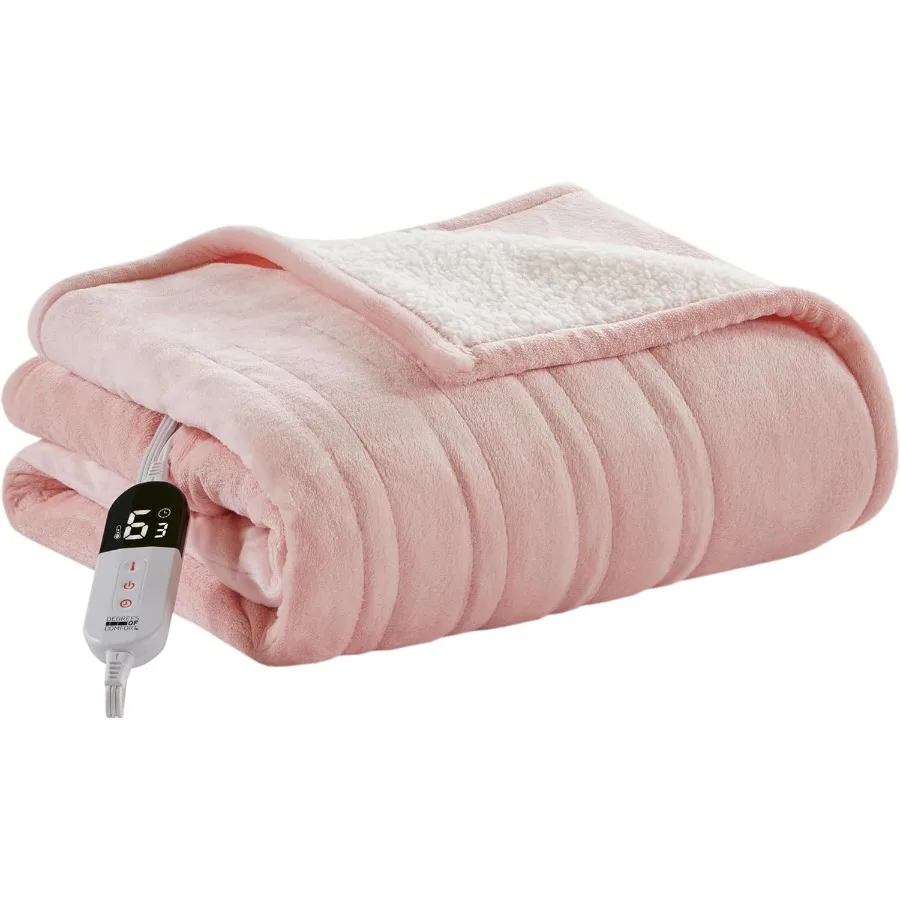 

Degrees of Comfor Розовое одеяло с подогревом — мягкие фланелевые электрические пледы с 6 настройками нагрева и автоматическим отключением в 4 часах — теплые