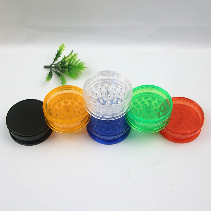 60mm 2 Layer Plastic Tobacco Herbal Grinder Accessories Cigarette Crusher Display Box Cutter Mill for Smoking