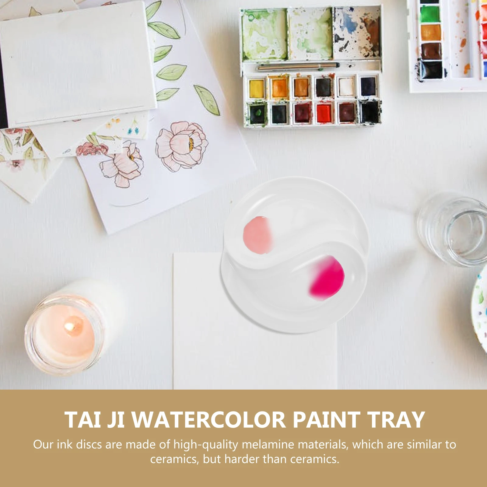 

2Pcs Plastic Pallets Color Mixer Lightweight Durable Easy to Clean Suitable for Watercolor Acrylic Paintings Ink Saucer