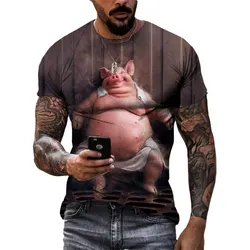 Summer New 3D Funny Pig graphic t shirts Fashion Men Hip-Hop Style streetwear Personality Printed Casual Round Neck Short Sleeve