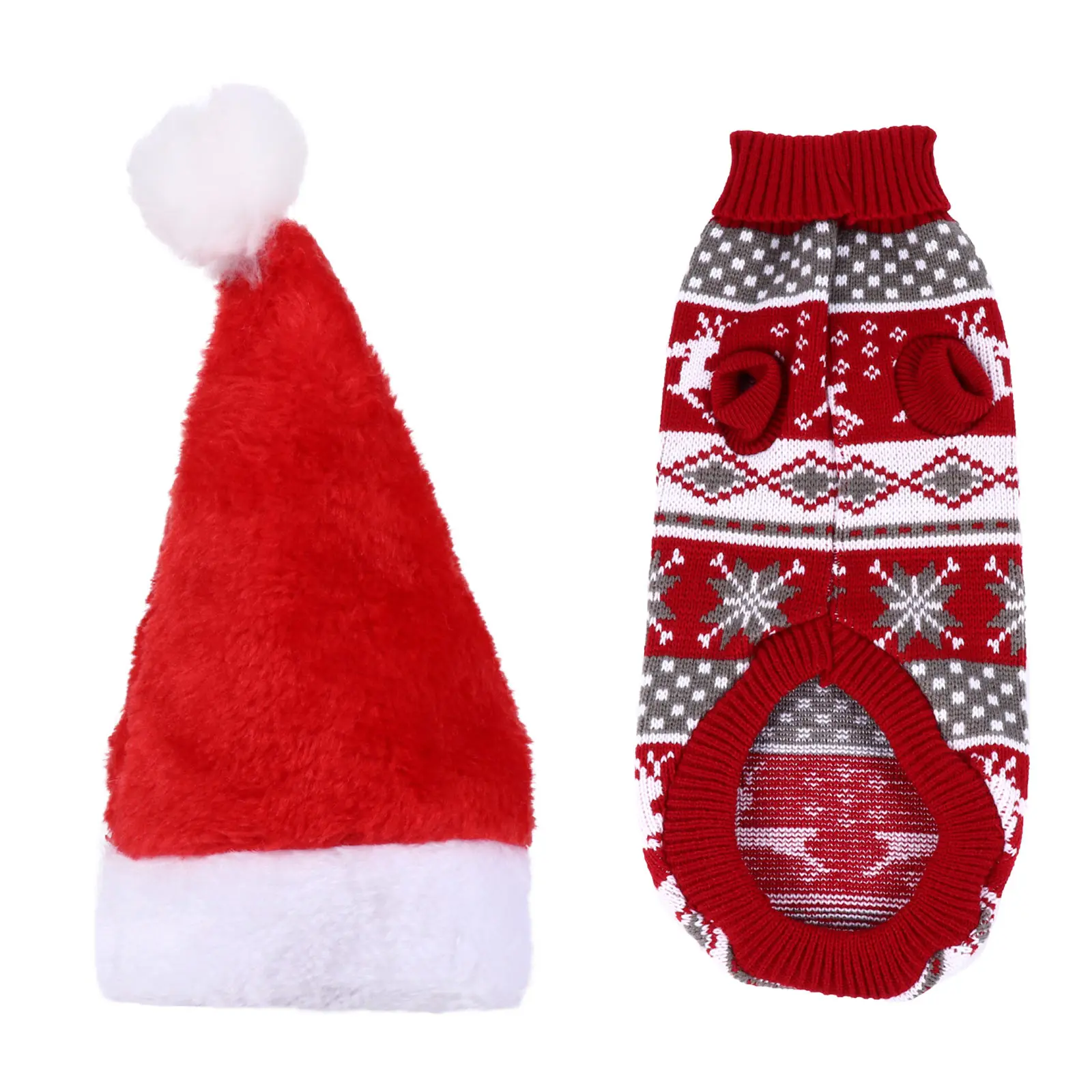 

2 Pcs Reindeer Pet Clothes Hat Christmas Hood Dog Knitted for Apparel Warm Coats Sweater