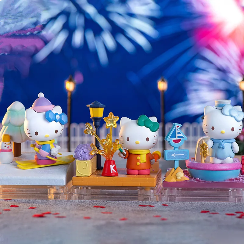 Genuine Sanrio Family Hellokitty Meets Four Seasons Blind Box Cute Hello Kitty Figure Ornaments Children's Toy Birthday Gift