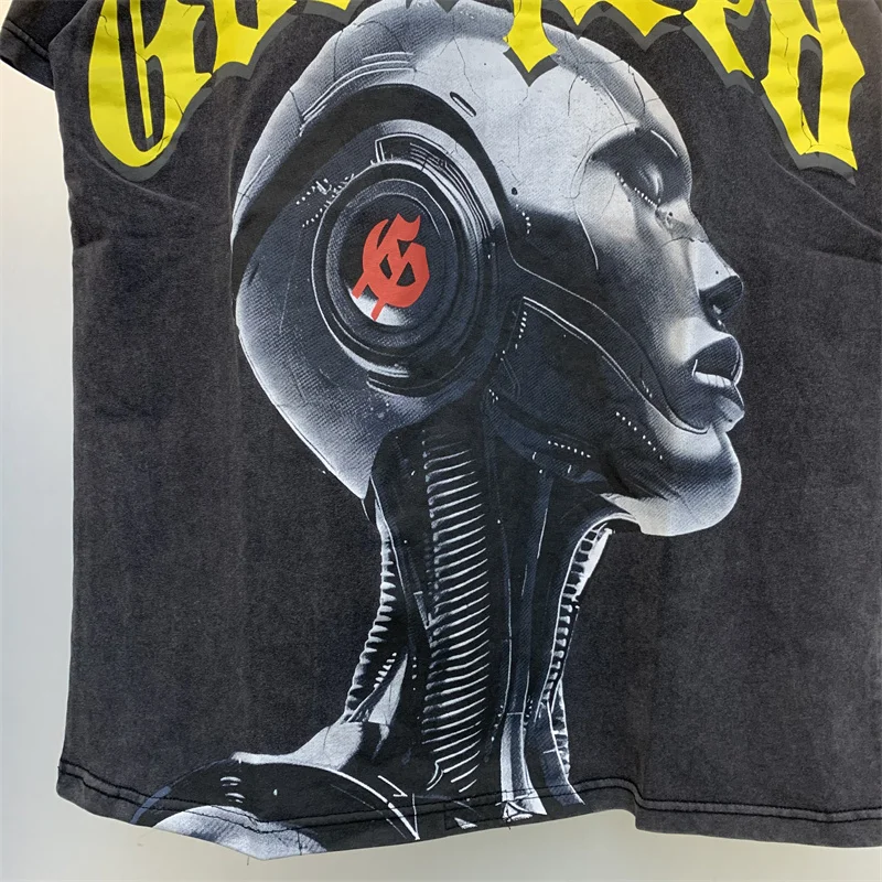 라지 워시 프린트 라운드넥 티셔츠