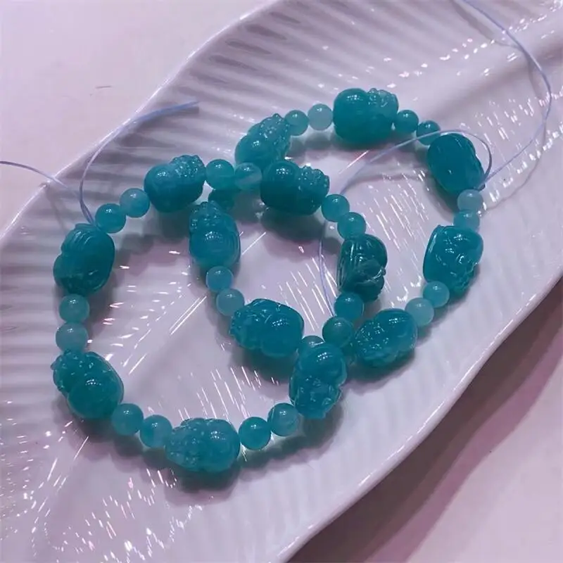 Natural Amazonite Pixiu Bracelet Reiki Healing Fengshui Stone Fashion Jewelry For Women Holiday Gift 1PCS