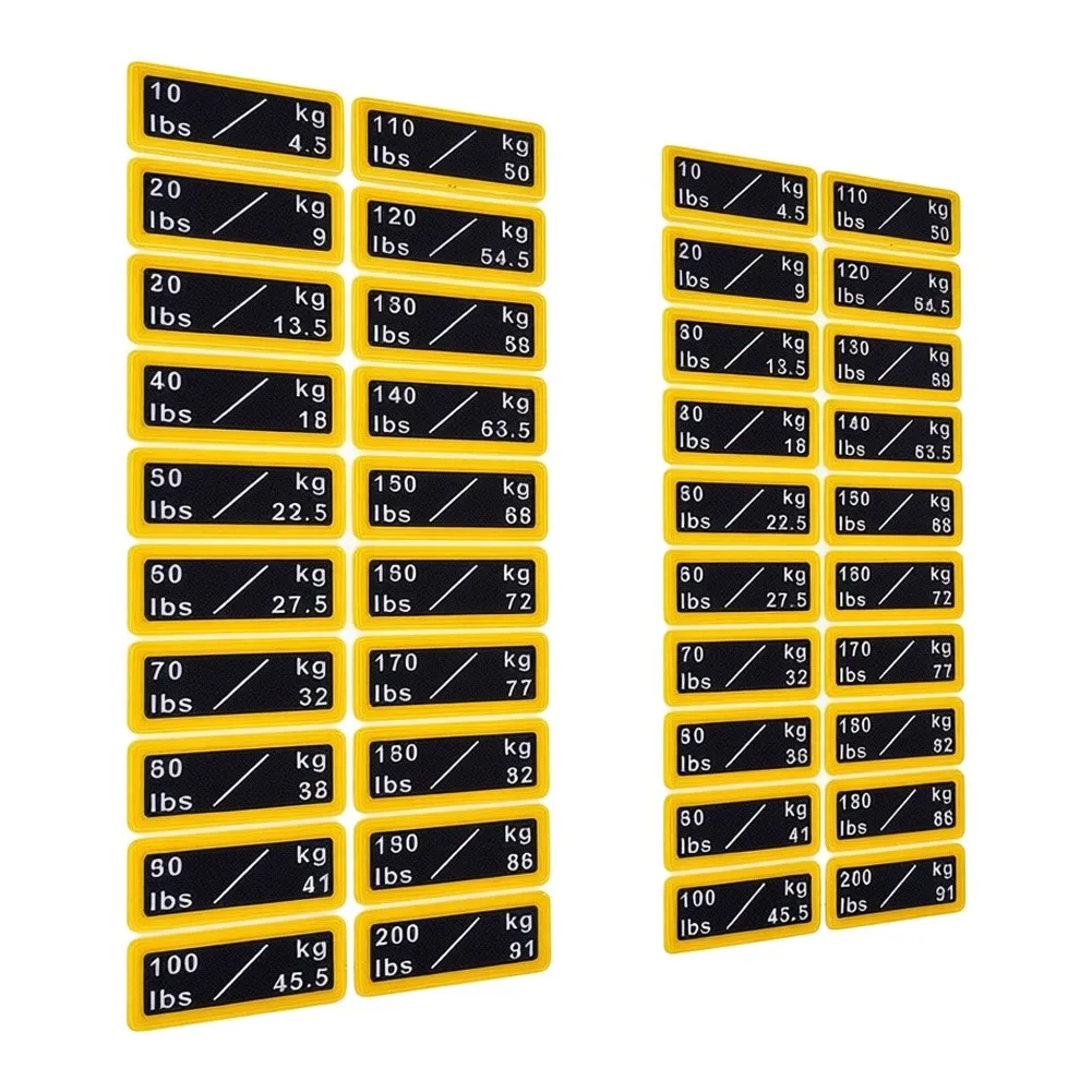 Picture 5: 2pcs Yellow Weight Sticker Label Number 10-200lb For Gym Fitness Equipment Strength Training Plate Marking Decal Set