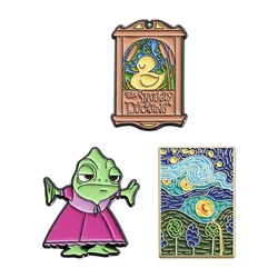 Princess Chameleon Enamel Pin Custom Ducklings Lizard Fairy Tale Brooch Lapel Bag Badge Movie Jewelry Gifts for Fans