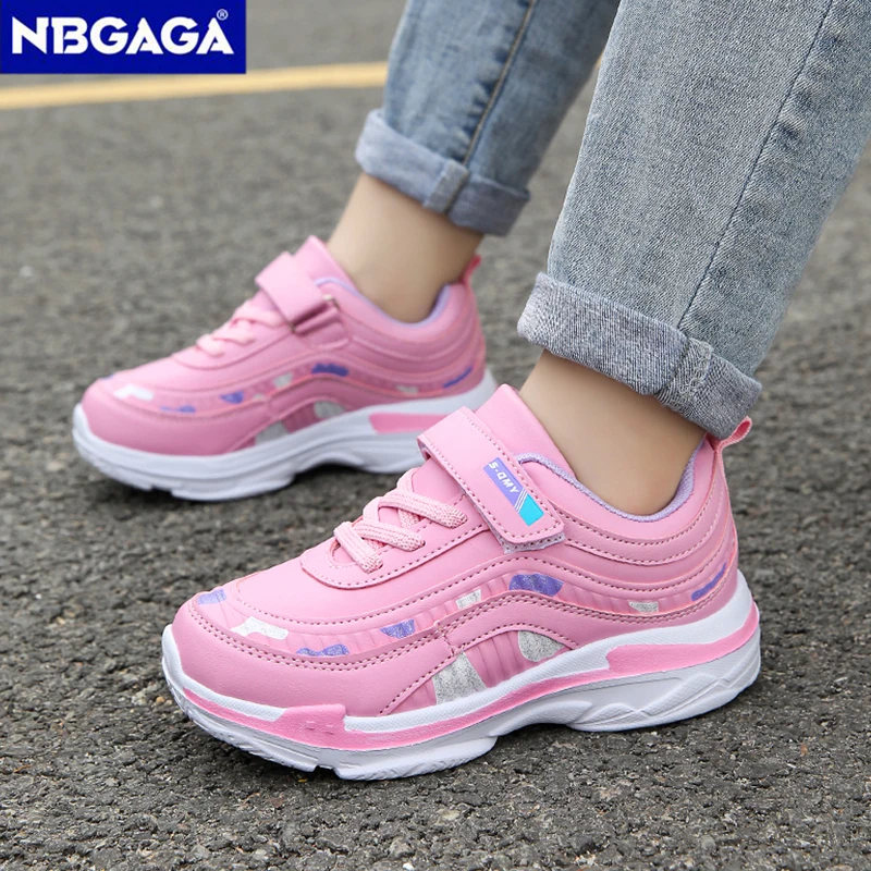 Kids Casual Girls Sneaker Four Season Leather Sport Running Shoes Non Slip Children's School Flat Shoes Tennis Outdoor Sneaker