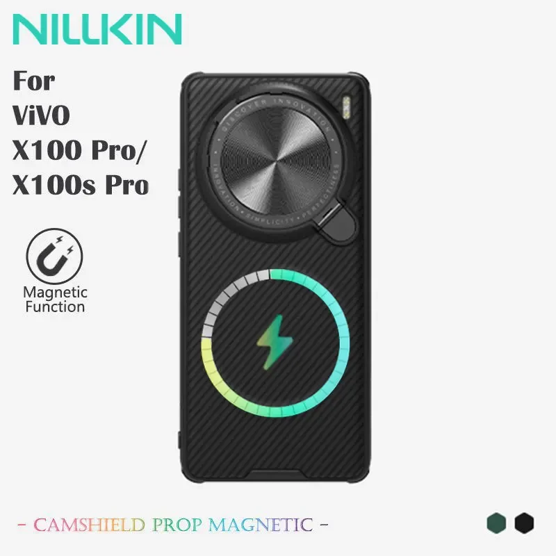 

Магнитный чехол Nillkin для ViVO X100 Pro, чехол MagSafe для ViVO X100s Pro, подставка для крышки объектива, полное покрытие, предотвращающие падение безопасности