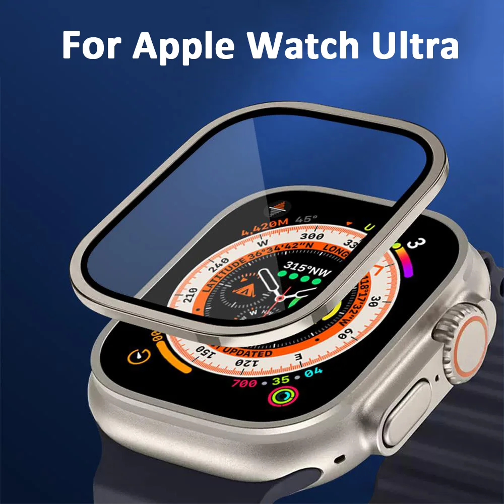 Metal Bumper+Tempered Glass For Apple Watch Ultra 49mm Screen Protector Anti-Scratch HD Full Film iWatch Ultra 49 mm Accessories