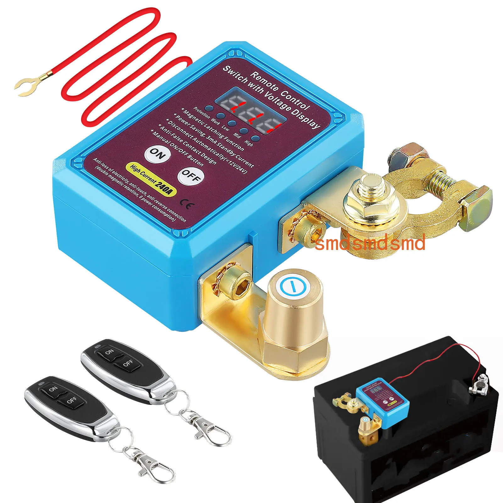 For Car Battery Disconnect Power  12V 240A Shut Off Cut Off With Remote Control Switch