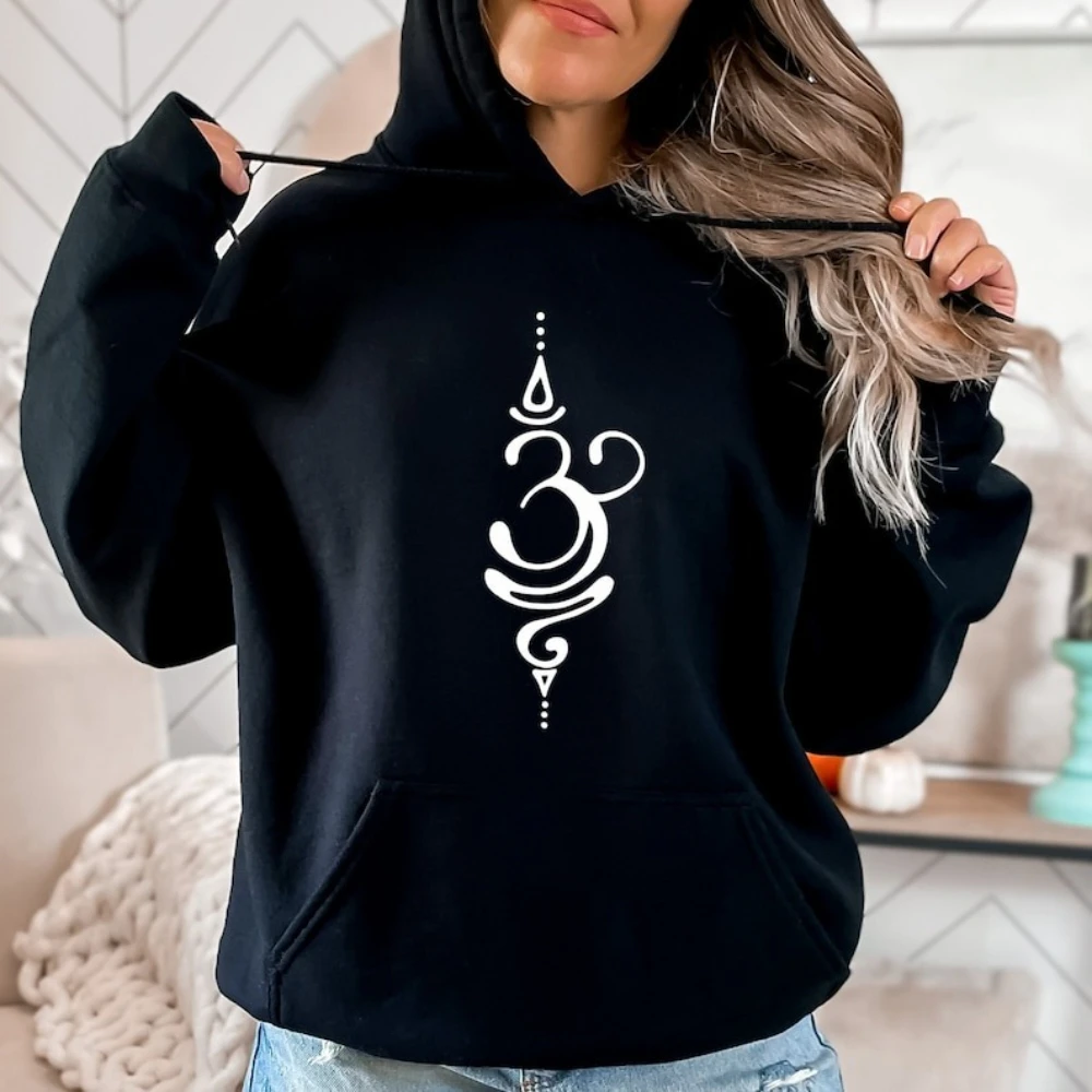 ‌Breathe Hoodie Yoga Meditation Zen Spiritual Gift Buddhist Mystical Cosmic Hooded Woman Man Drop Shoulder Printed Sweatshirt