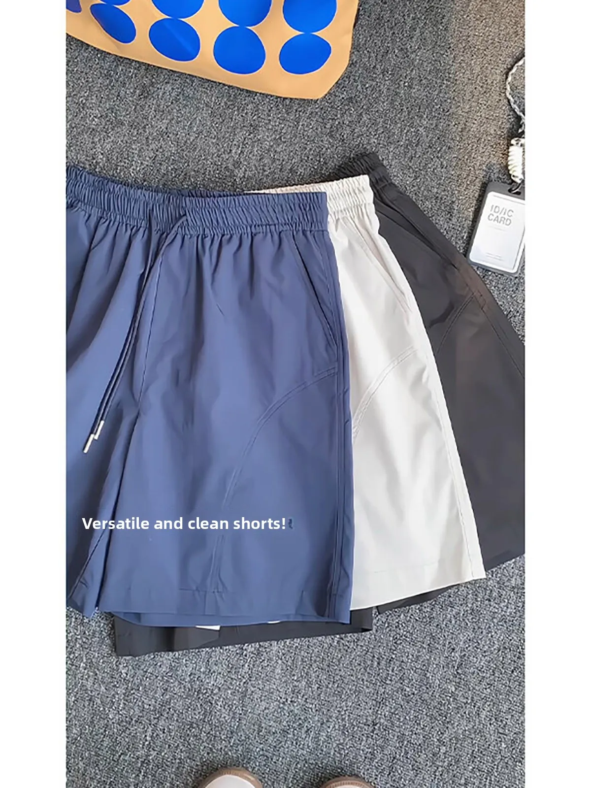 Trendy Ice Silk Short Shorts for Men Summer Quick Dry Slim Fit Sports Breathable Cool Feeling Blue Jeans Straight Leg Five In...