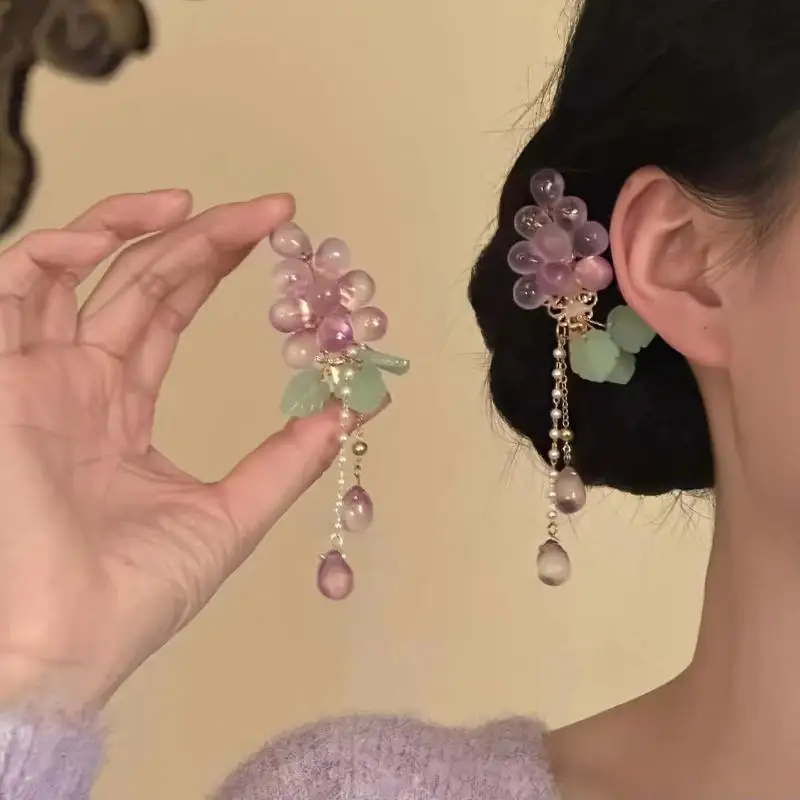 Blumen-Quasten-Haarspange im chinesischen Hanfu-Stil mit Kristallperlen-Quaste für Frauen – Detail 5