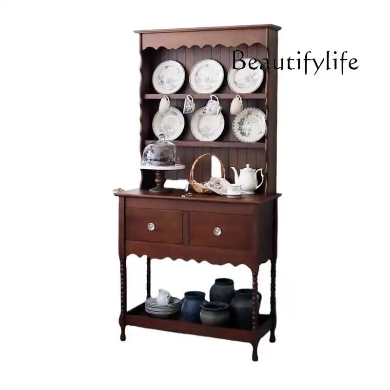 

Средневековый обеденный боковой шкаф из цельного дерева, гостиная у стены, старый вход для хранения вещей, французское ретро-хранение, шкаф для посуды