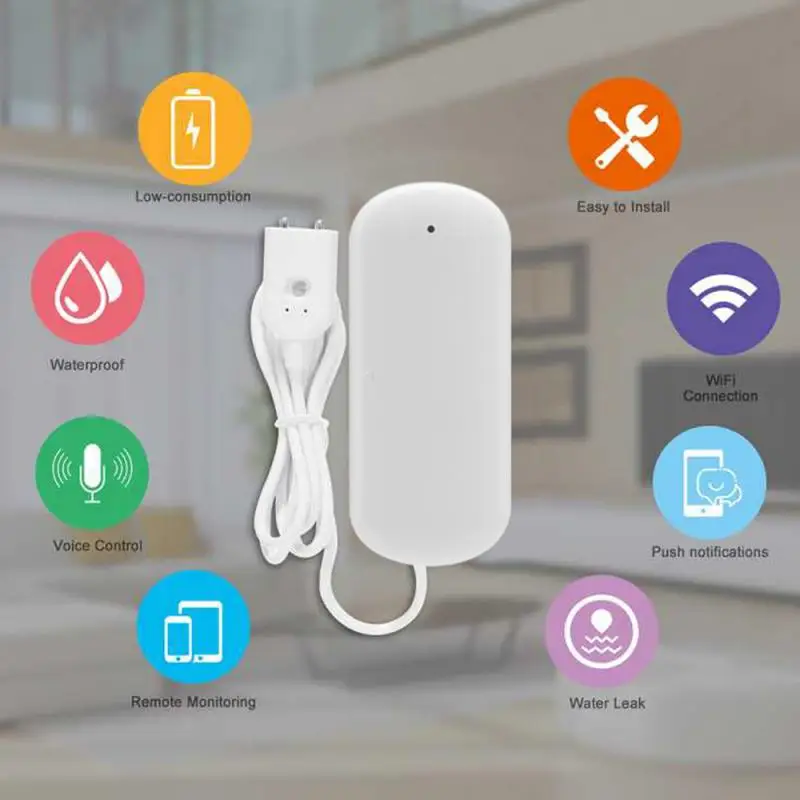 

Tuya WiFi Water Level Sensor Leakage Alarm Flood Leak Detector Smart Life APP Water Alert Overflow Alarm Security System