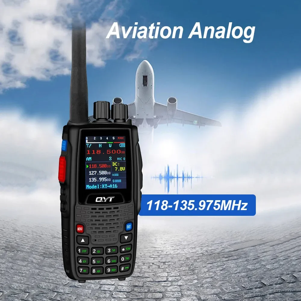 Air Band Transmit Walkie Talkie Tx108.000-136.999MHz Rx108.0000-136.999MHz 6W 200Ch W/10 NOAA Weather Forecast Channels KT-A16